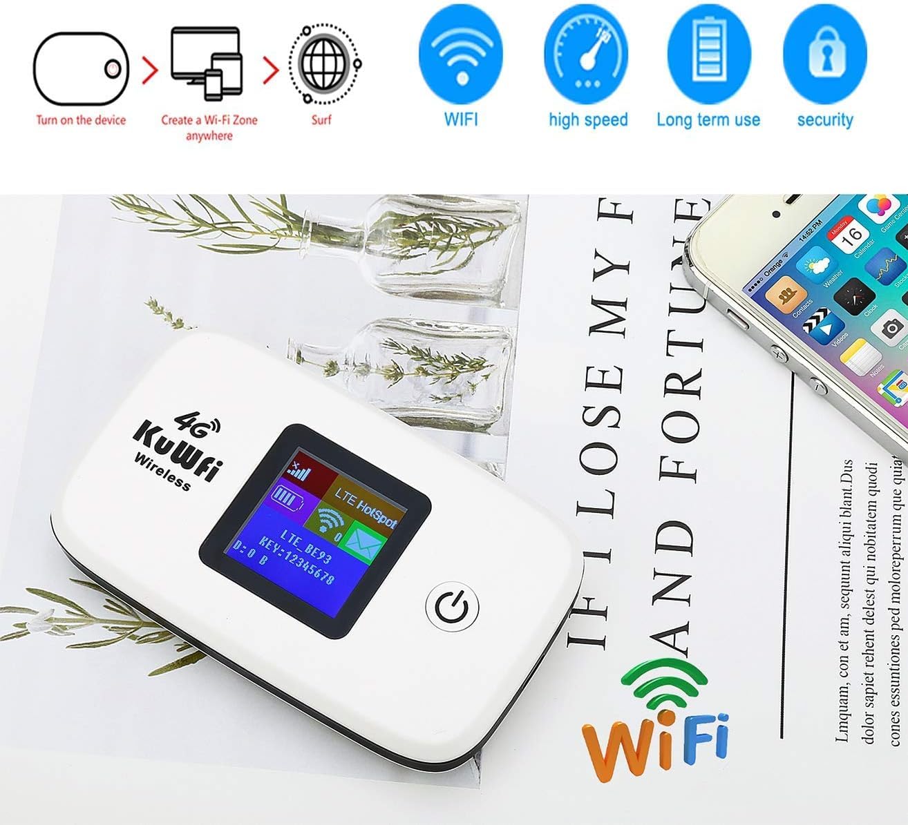 Mobile Wifi Hotspot | Kuwfi 4G Lte Unlocked Wi Fi Hotspot Device | Portable Wifi Router With Sim Card Slot For Travel Friendly Mobile Travel Router Perfect For At&T/T Mobile Users
